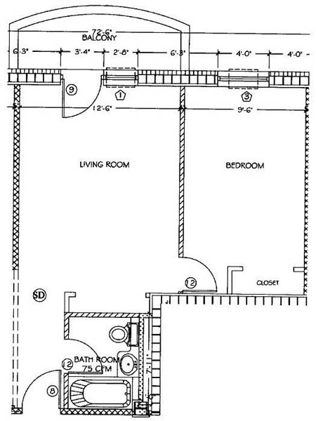 New York 1 Bedroom accommodation - layout  (NY-14024)