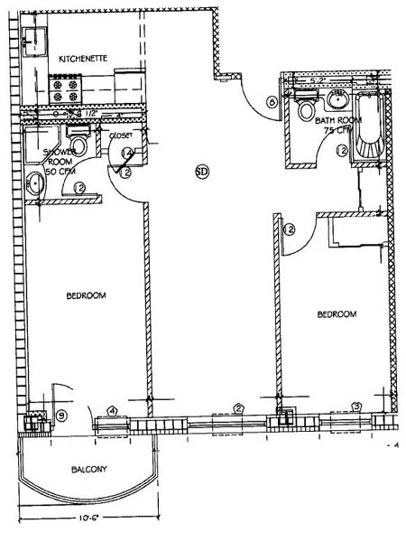 New York 2 Bedroom apartment - layout  (NY-14027)