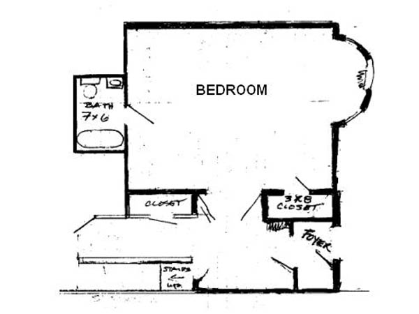New York 3 Bedroom - Triplex roommate share apartment - layout  (NY-14034)