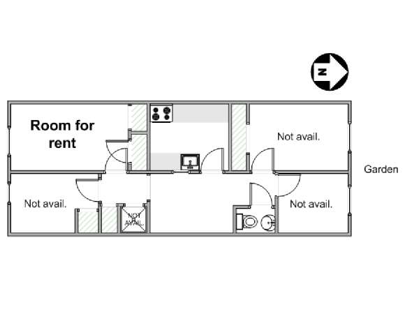 New York 1 Bedroom accommodation bed breakfast - apartment layout  (NY-14035)