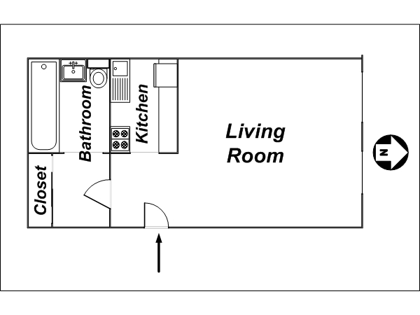 New York Studio T1 appartement location vacances - plan sch&eacute;matique  (NY-14047)