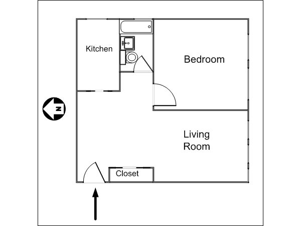 New York 1 Bedroom apartment - layout  (NY-14063)