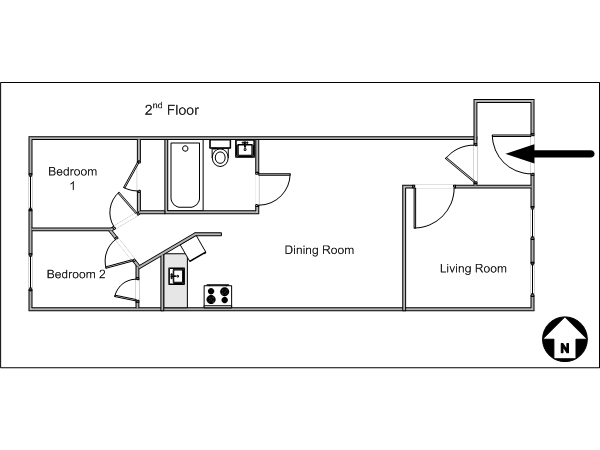 New York 2 Bedroom accommodation - apartment layout (NY-14068) New York 2 Bedroom accommodation - apartment layout (NY-14068)