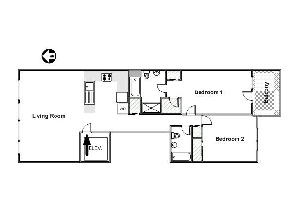 Nueva York 2 Dormitorios apartamento - esquema  (NY-14088)