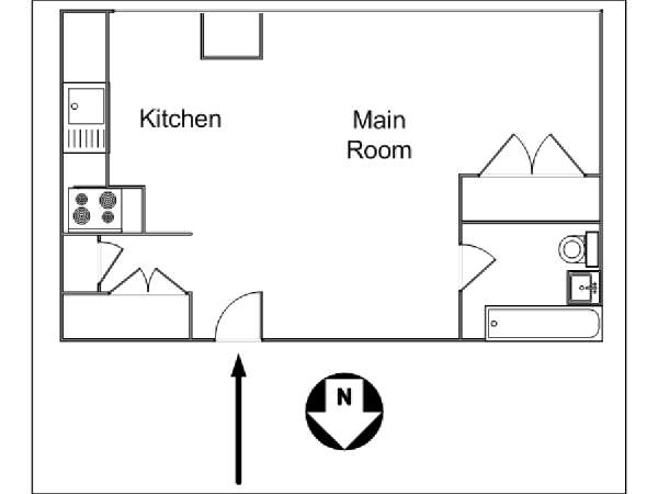 New York Monolocale appartamento - piantina approssimativa dell' appartamento  (NY-14097)