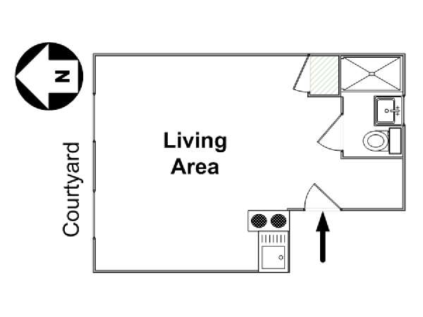 New York Studio T1 appartement location vacances - plan sch&eacute;matique  (NY-14101)