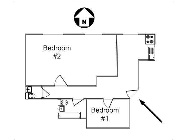New York T2 appartement location vacances - plan sch&eacute;matique  (NY-14105)
