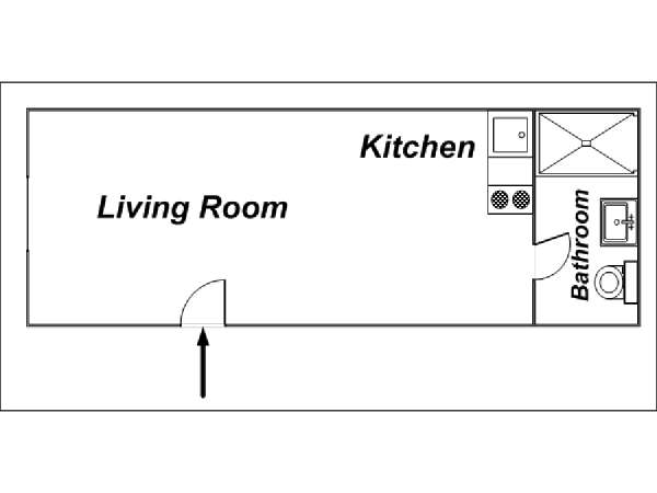 New York Monolocale appartamento - piantina approssimativa dell' appartamento  (NY-14123)