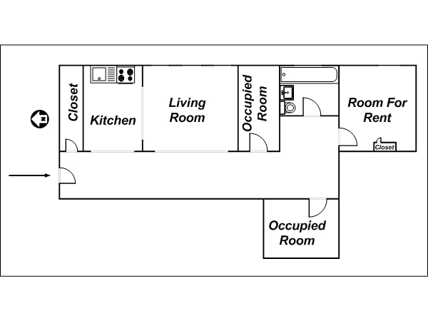New York 3 Bedroom roommate share apartment - layout  (NY-14128)