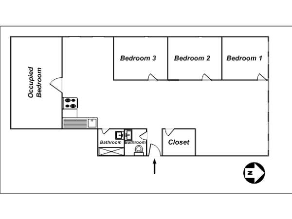 New York 4 Bedroom - Loft roommate share apartment - apartment layout (NY-14140) New York 4 Bedroom - Loft roommate share apartment - apartment layout (NY-14140)
