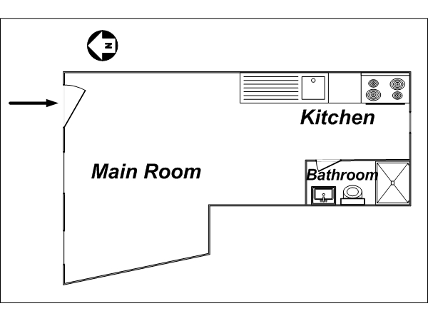 New York Studio T1 logement location appartement - plan sch&eacute;matique  (NY-14161)
