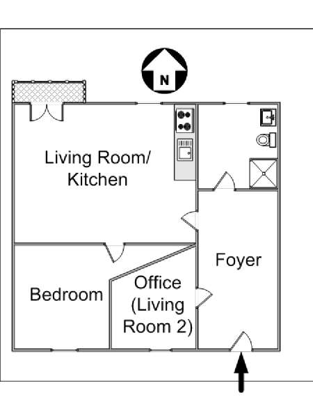 New York 1 Bedroom accommodation - layout  (NY-14165)