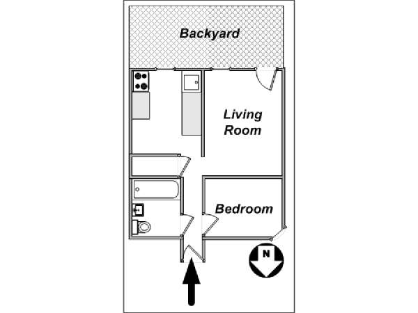 New York 1 Camera da letto appartamento - piantina approssimativa dell' appartamento  (NY-14166)