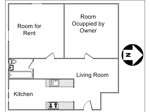 Nueva York 2 Dormitorios piso para compartir - esquema  (NY-14173)