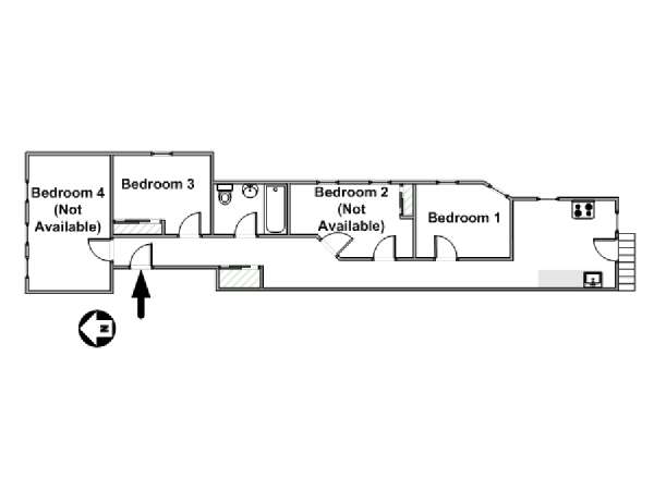 New York 4 Camere da letto stanza in affitto - piantina approssimativa dell' appartamento  (NY-14194)