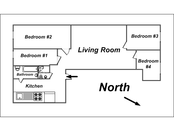 New York 5 Zimmer wohnung bed breakfast - layout  (NY-14216)