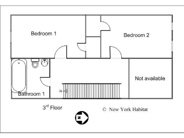 New York T8 appartement colocation - plan schématique 1 (NY-14219)