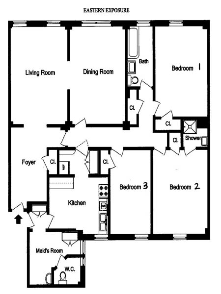 New York T4 appartement colocation - plan sch&eacute;matique  (NY-14247)