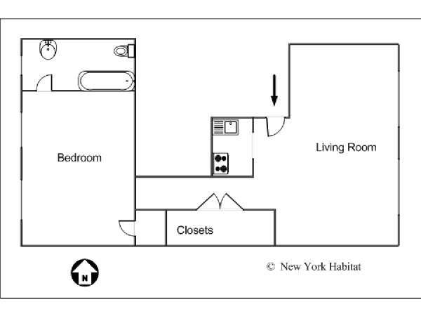 New York 1 Bedroom accommodation - apartment layout  (NY-14252)