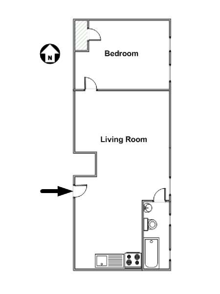 New York 1 Camera da letto appartamento - piantina approssimativa dell' appartamento  (NY-14254)