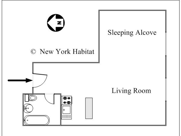 New York Grande monolocale appartamento casa vacanze - piantina approssimativa dell' appartamento  (NY-14258)