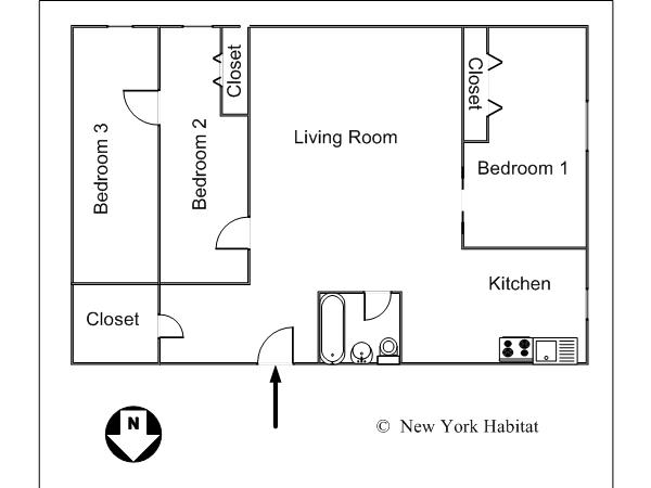 New York T4 appartement colocation - plan schématique (NY-14263) New York T4 appartement colocation - plan schématique (NY-14263)