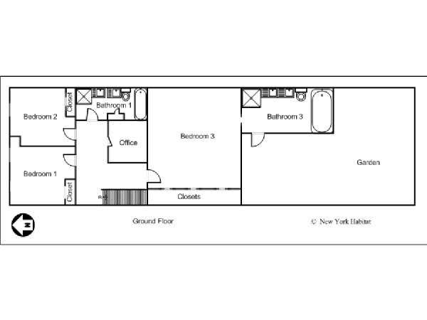 New York 3 Bedroom - Duplex roommate share apartment - apartment layout 1 (NY-14264)
