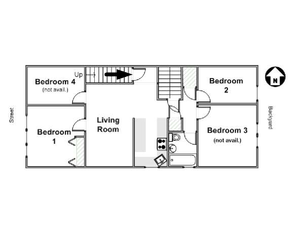 New York 4 Bedroom roommate share apartment - layout  (NY-14267)