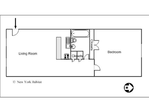 New York 1 Camera da letto appartamento - piantina approssimativa dell' appartamento  (NY-14286)