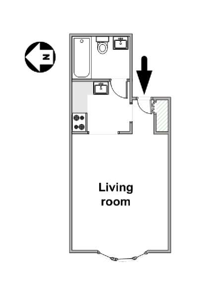 New York Monolocale appartamento - piantina approssimativa dell' appartamento  (NY-14287)