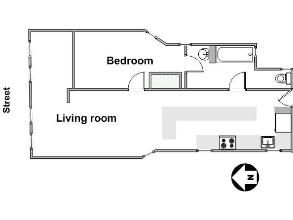 New York 1 Camera da letto appartamento - piantina approssimativa dell' appartamento  (NY-14290)