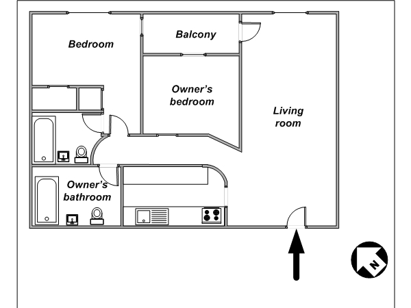 New York 2 Bedroom roommate share apartment - layout  (NY-14304)