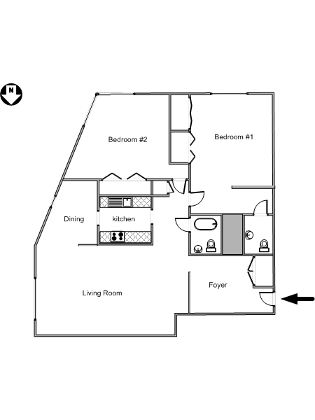 New York 2 Bedroom accommodation - layout  (NY-14309)
