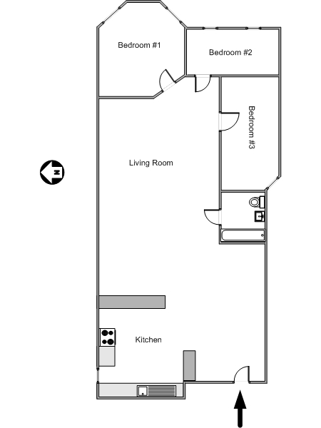 New York 3 Bedroom accommodation - layout  (NY-14336)