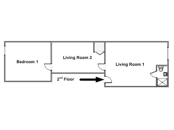 New York 1 Bedroom accommodation - layout  (NY-14340)