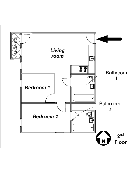 New York T3 appartement colocation - plan sch&eacute;matique  (NY-14346)