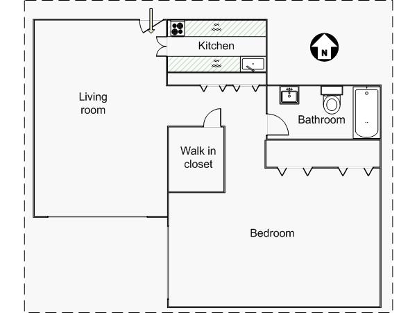 New York 1 Bedroom apartment - layout  (NY-14348)
