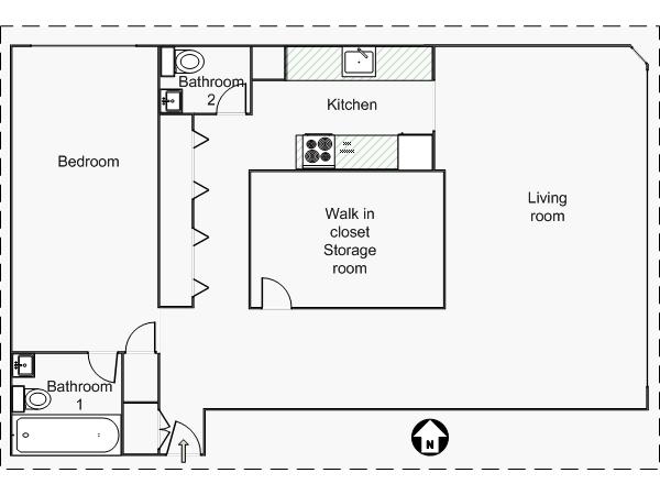 New York T2 logement location appartement - plan sch&eacute;matique  (NY-14350)