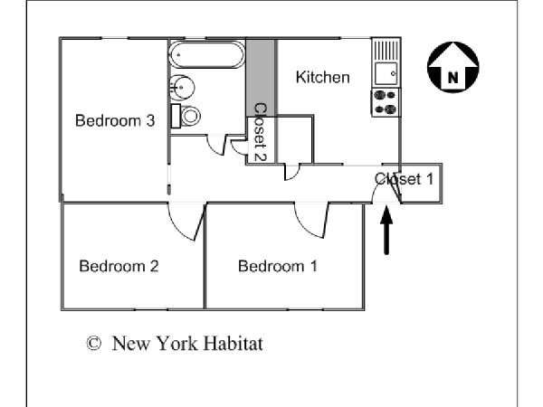 Nueva York 3 Dormitorios piso para compartir - esquema  (NY-14356)