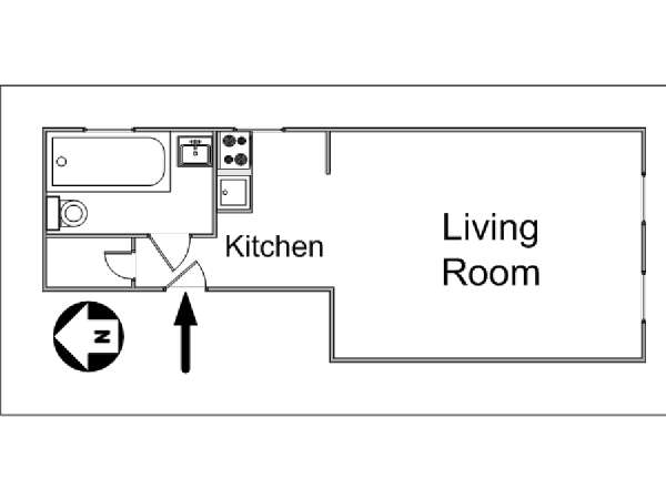 New York Monolocale appartamento - piantina approssimativa dell' appartamento  (NY-14363)