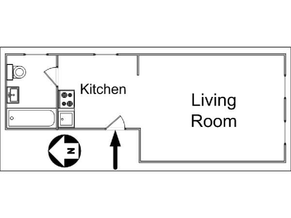 New York Monolocale appartamento - piantina approssimativa dell' appartamento  (NY-14364)