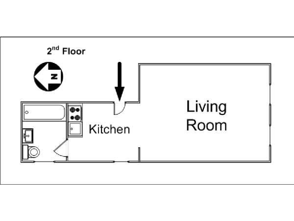 New York Monolocale appartamento - piantina approssimativa dell' appartamento  (NY-14367)