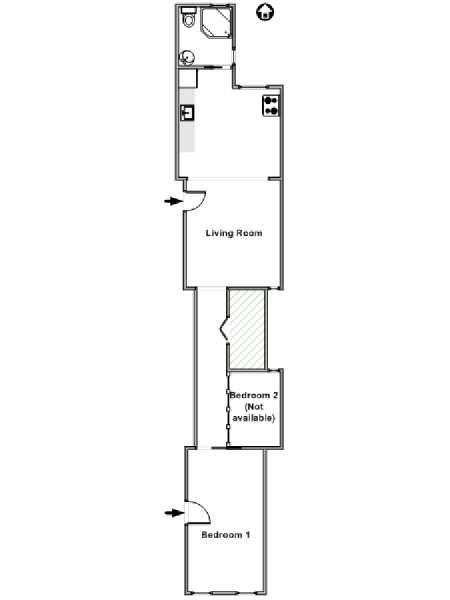New York 2 Camere da letto stanza in affitto - piantina approssimativa dell' appartamento  (NY-14383)