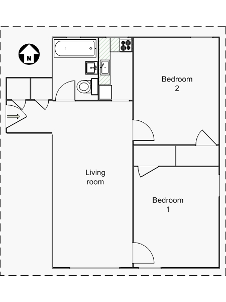 New York T3 appartement colocation - plan sch&eacute;matique  (NY-14389)