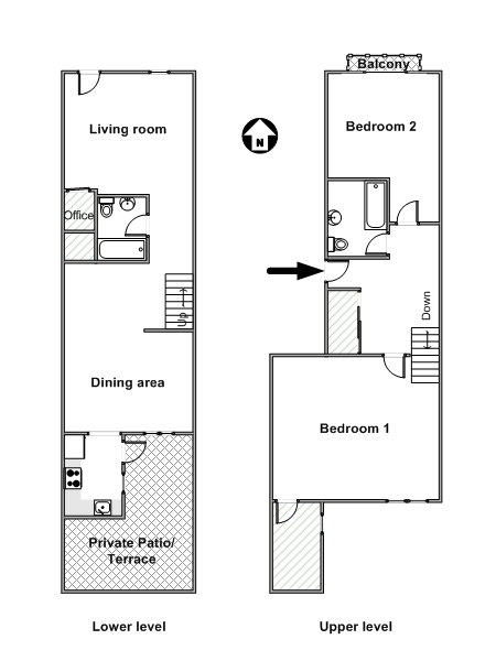 New York 2 Bedroom - Duplex accommodation - apartment layout (NY-14402) New York 2 Bedroom - Duplex accommodation - apartment layout (NY-14402)