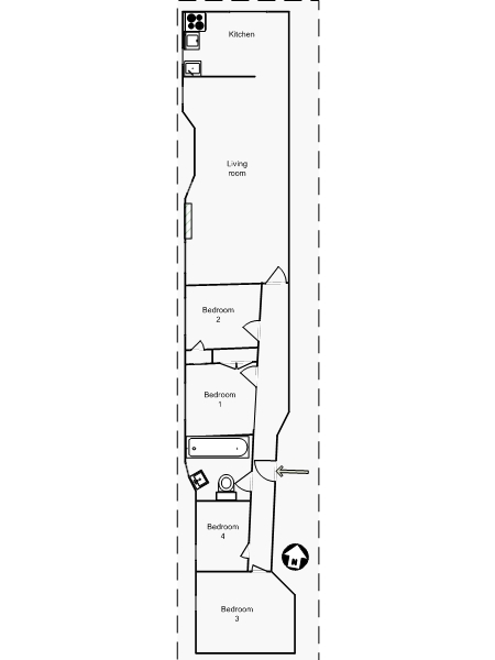 New York 4 Bedroom roommate share apartment - layout  (NY-14432)