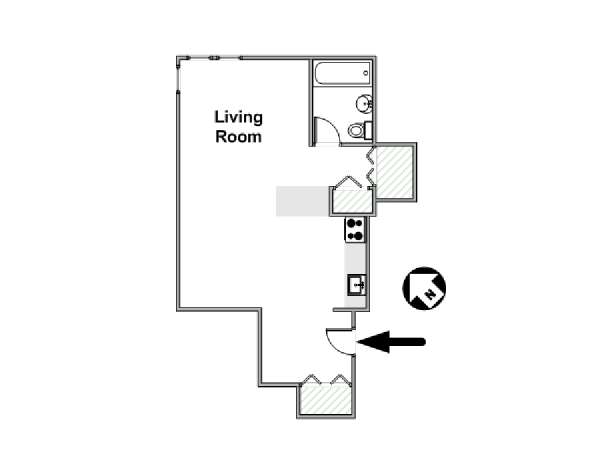 New York Monolocale appartamento - piantina approssimativa dell' appartamento  (NY-14439)