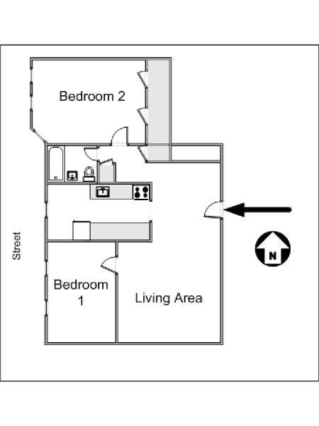 New York 2 Bedroom roommate share apartment - apartment layout  (NY-14440)