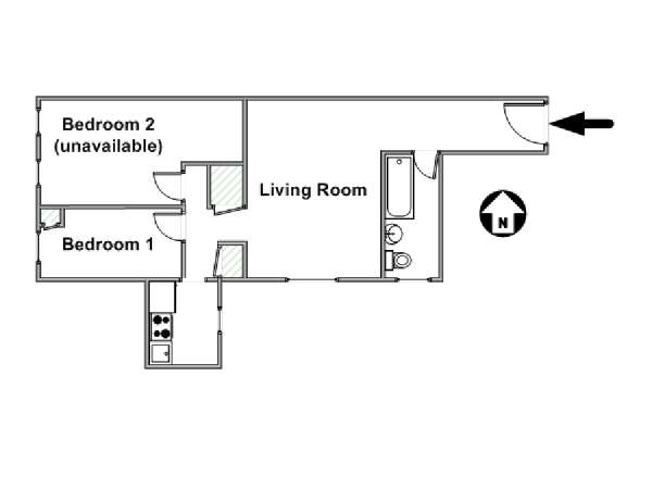 New York 2 Bedroom roommate share apartment - apartment layout  (NY-14444)