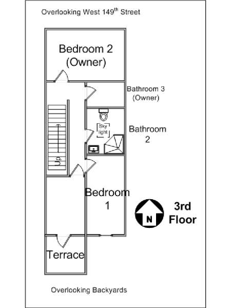 New York 2 Bedroom - Duplex accommodation bed breakfast - apartment layout 2 (NY-14447)
